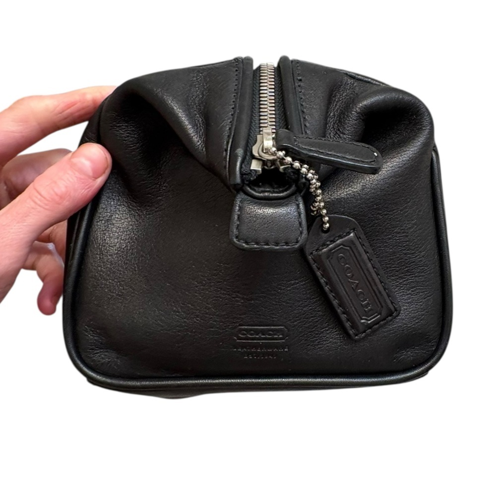 Coach F05406 large black leather unisex toiletry cosmetic bag - Picture 9 of 11